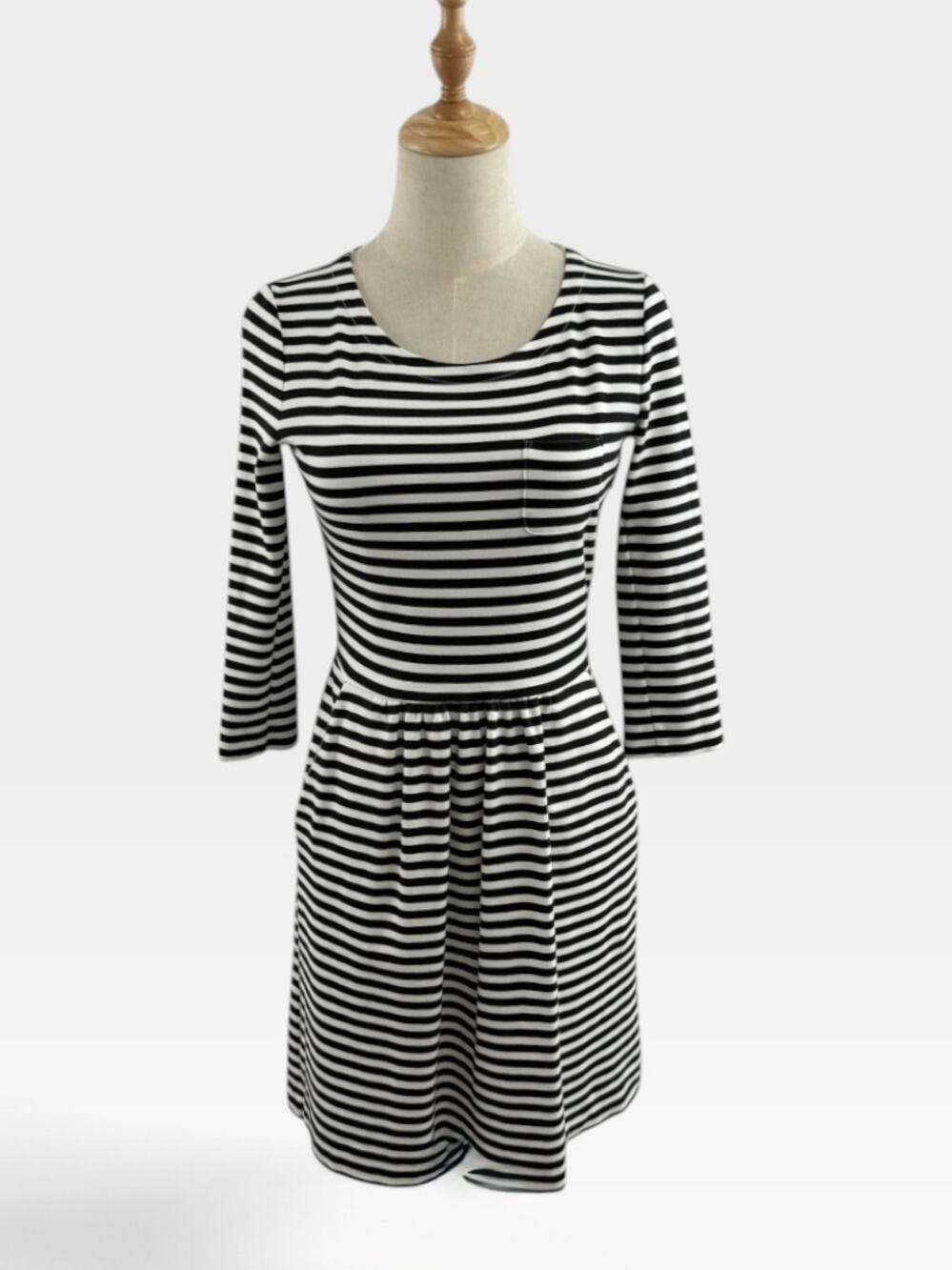 J.Crew Black/White Striped Cotton Dress, Size 0